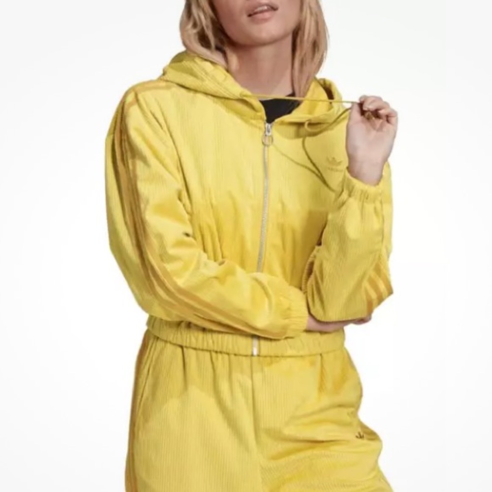 ADIDAS ORIGINAL HOODED SWEATER  TOP CORN YELLOW SZ M